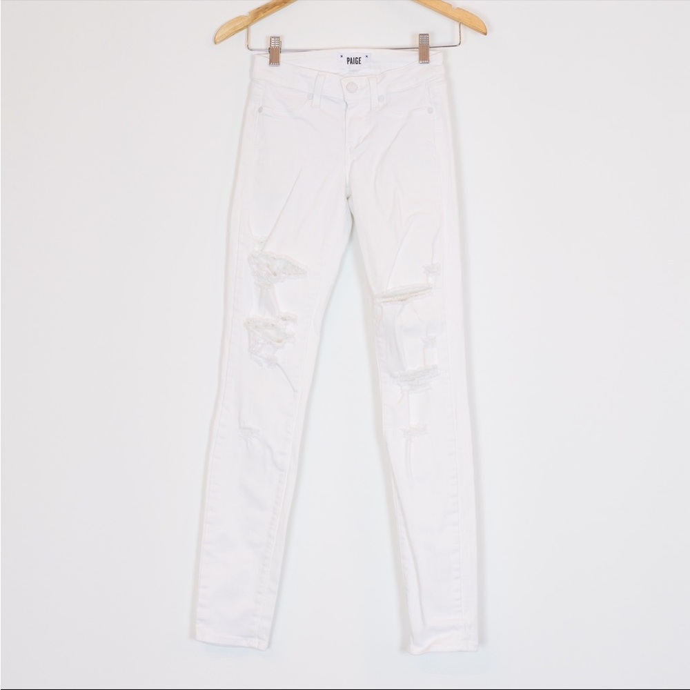 White Paige Skinny Jeans with rips/holes
